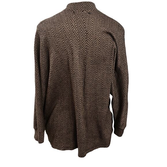 Adrienne Vittadini Chevron Knit Sweater Large Brown Black Asymmetrical Button - Picture 6 of 8